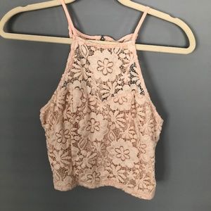 Light Pink Lace Crop Top